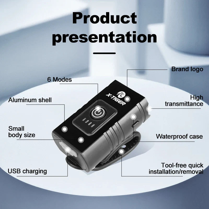 X-TIGER 1200LM USB Rechargeable Bike Headlight | IPX6 Waterproof
