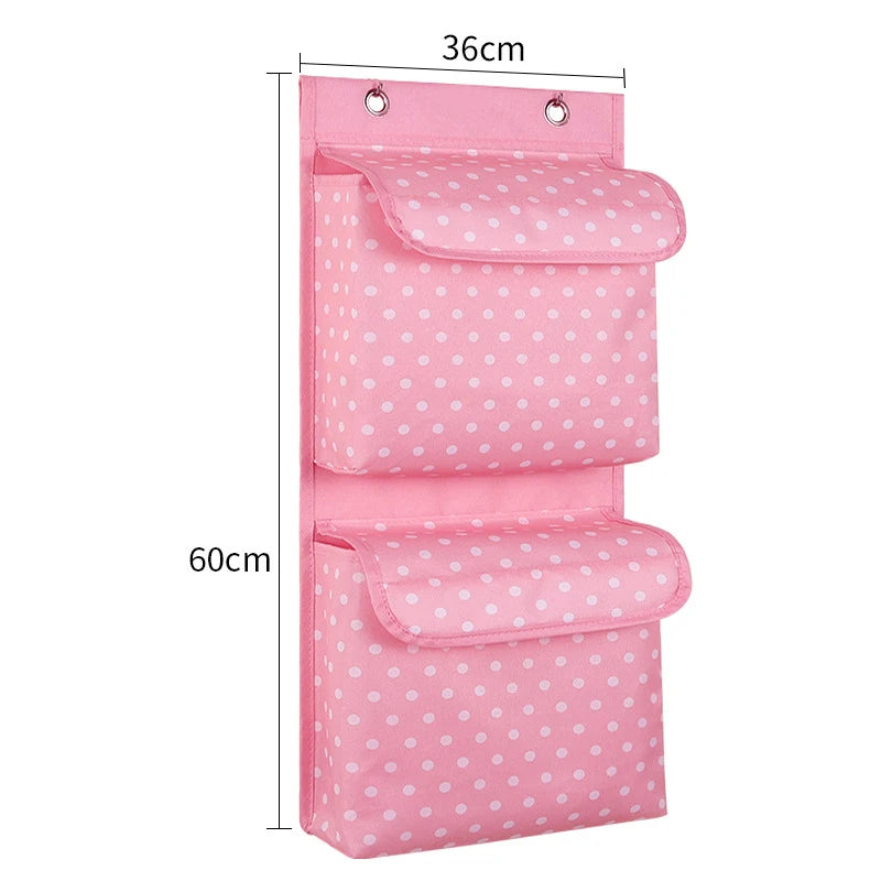 Oxford Cloth Wall Hanging Storage Bag – 2 Pockets & Lids