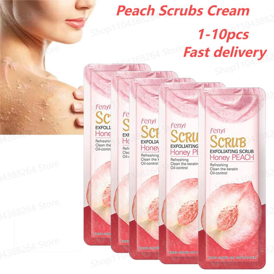 1-10pcs Peach Scrubs For Women Peach Scrub Cream Repairing skin Moisturizing Clean Cutin Refine pore Exfoliating Scrub Body Care Peaceful Pleasures Health and Wellness