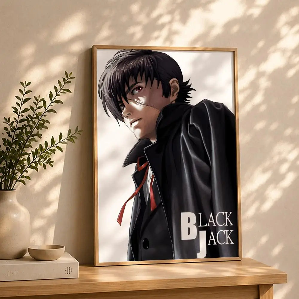 Black Jack Anime Poster – HD Self-Adhesive Waterproof Wall Art Anime Wall Poster Peaceful Pleasures Health and Wellness White8 50X70cmNoframe