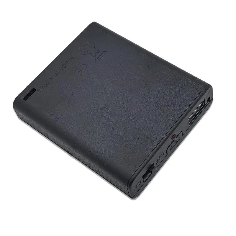1pc AA Battery Box 4 Slots AA Battery Holder No.5 Battery Case With Power Switch And USB Female Socket Indicator Light Black Peaceful Pleasures Health and Wellness