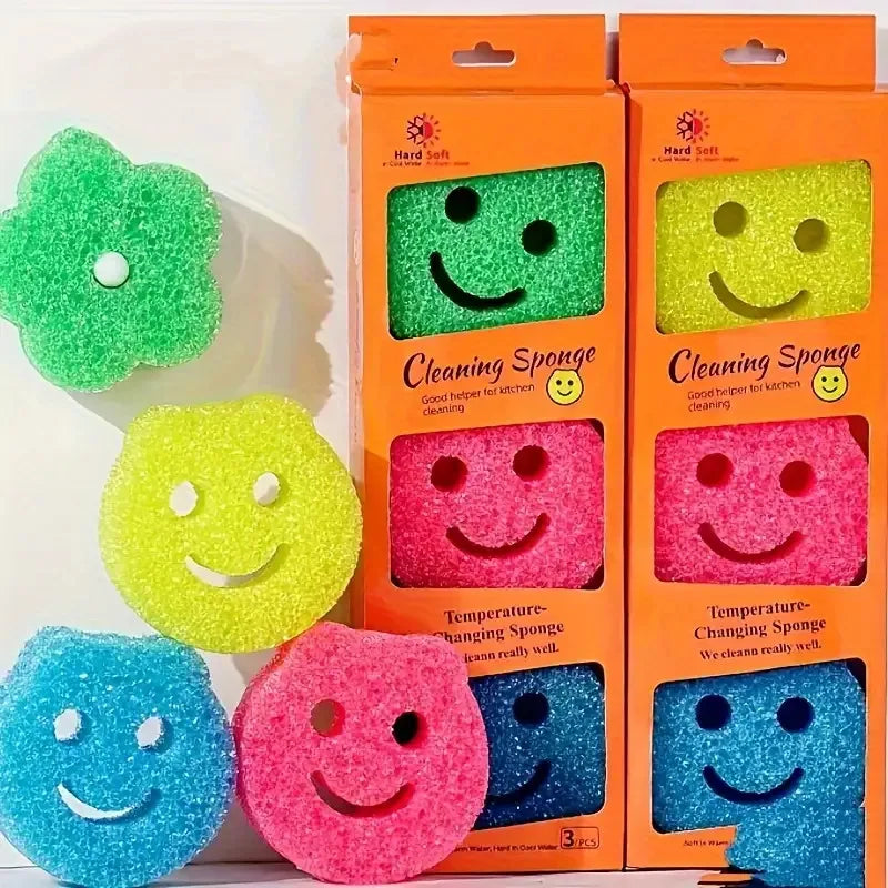 3 Pieces in a Color Box, Random Colors, Imitation Loofah Sponge for Washing Dishes, Kitchen Cleaning Brush, Pot and Dish Scrubber, Double-Sided Thickened Scouring Pad Sponge Block, Household Kitchen Cleaning Supplies Peaceful Pleasures Health and Wellness
