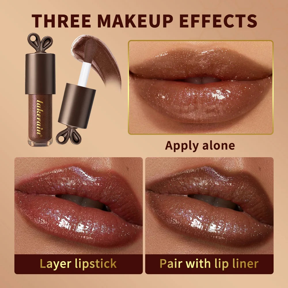 Lakerain Chocolate Rabbit Lip Gloss Mirror Effect Moisturizing Smooth Non-Sticky Long Lasting Hydration Lippy Bunny Lipstick Peaceful Pleasures Health and Wellness