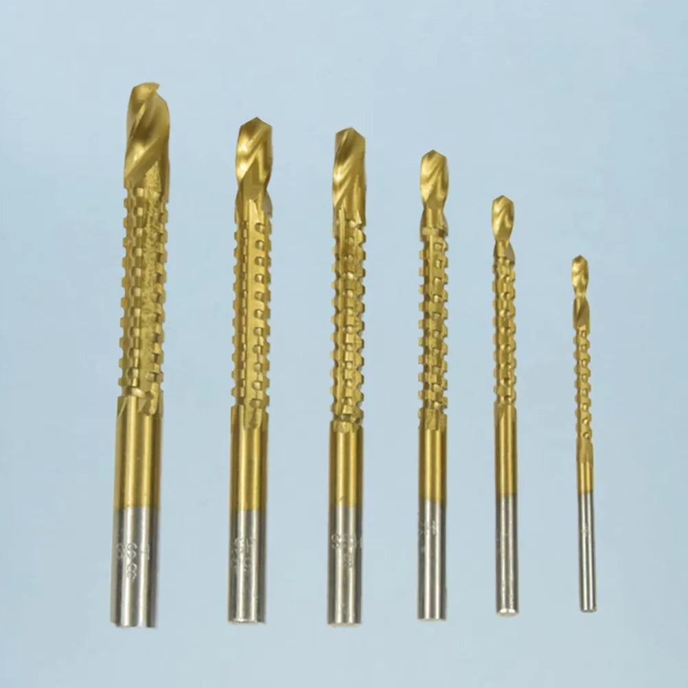 6Pcs Super-Hard Stainless Steel Spiral Drill Bits High-Speed for Metal Drilling Electric Drill Accessories Durable Golden Set Peaceful Pleasures Health and Wellness