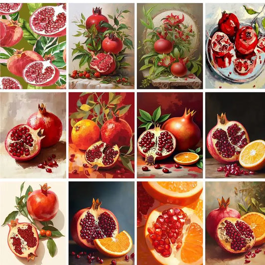 Pomegranate Paint by Numbers Kit – DIY Canvas Art 60x75cm Paint by Numbers Kit Peaceful Pleasures Health and Wellness