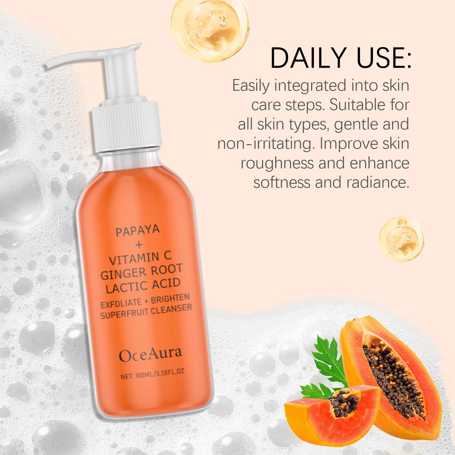 OceAura Papaya Face & Body Cleanser – Brightening Scrub