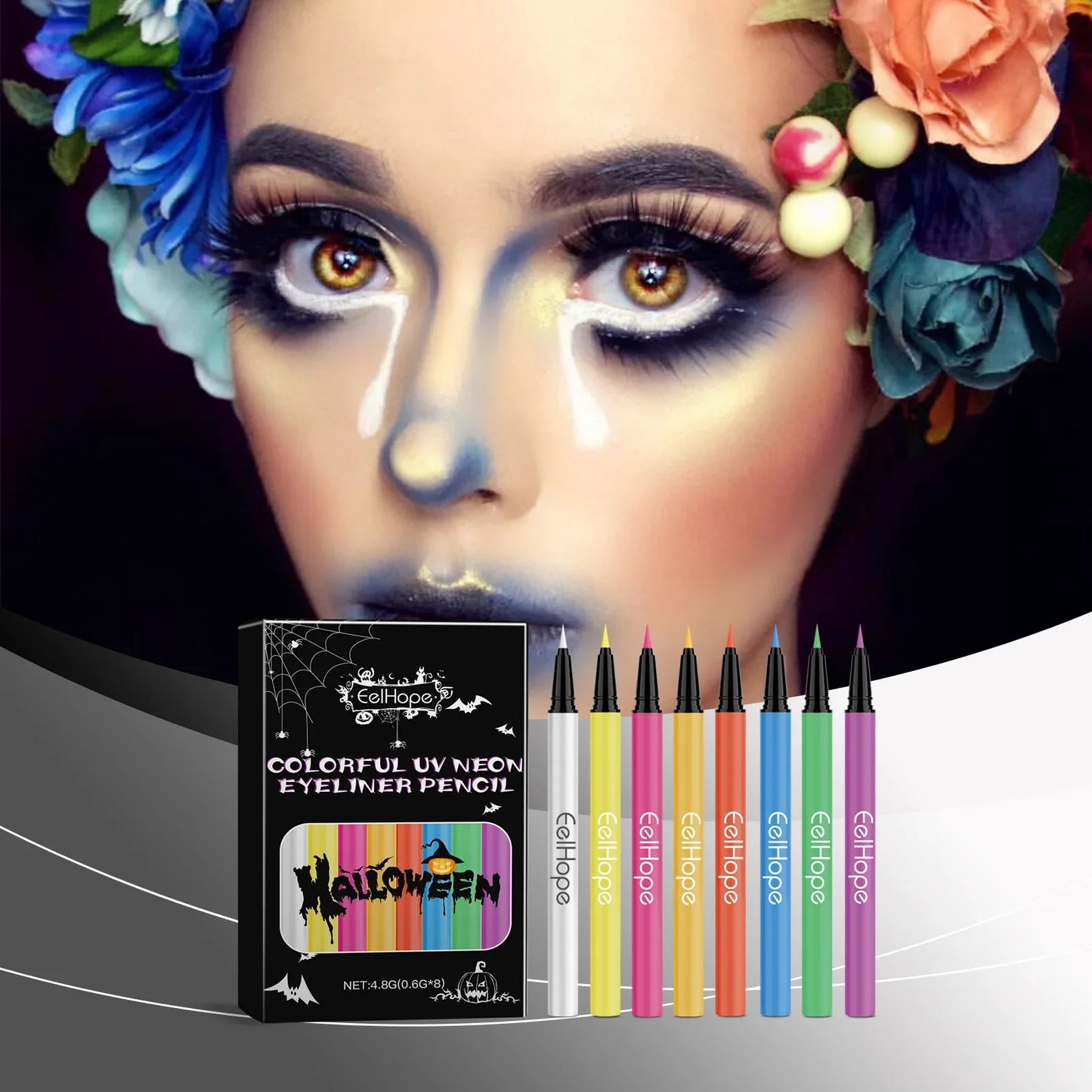 Eelhope 8-Color Neon UV Liquid Eyeliner – Waterproof, Long Lasting