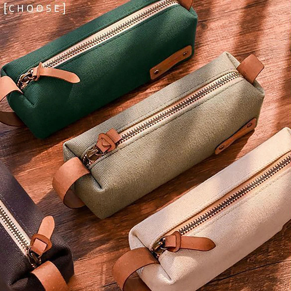 Handheld Student Portable Zipper Pencil Case Japanese Storage Bag