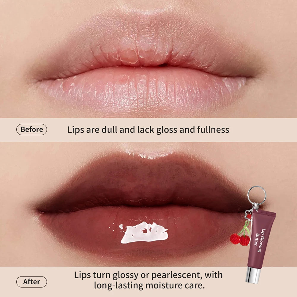 2-in-1 Moisturizing Lip Gloss Keychain | Glowing Butter Lipstick Lip Gloss Keychain Peaceful Pleasures Health and Wellness