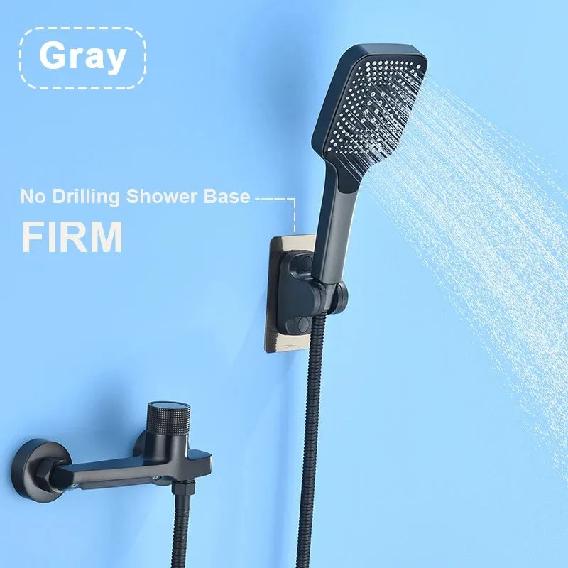 Gray Waterfall Bathtub Faucet & Hand Shower | Brass Wall Mount