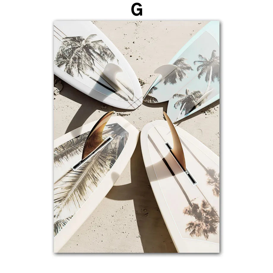 Canvas Painting Nordic Surf Posters And Prints Wall Art Pictures For Living Room Home Decor Beach Surfers Coconut Tree Car Peaceful Pleasures Health and Wellness T80504-07 30x40cm Unframed