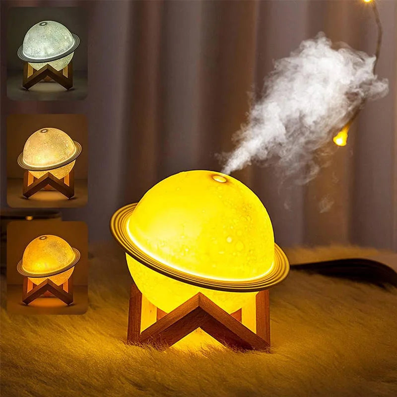 Lunar 200Ml Cool Mist Humidifiers Aroma Oil Diffuser Mini 3D Moon Lamp Ultrasonic Home Room Air Humidifier Moon Humidifier Peaceful Pleasures Health and Wellness