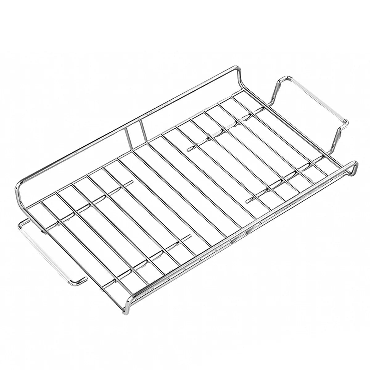 Expandable Dish Drying Rack Over The Sink, Stainless Steel Plate Holder for Kitchen, Space Saving Modern Silver Hanging Drainer Peaceful Pleasures Health and Wellness Silver 1-tier