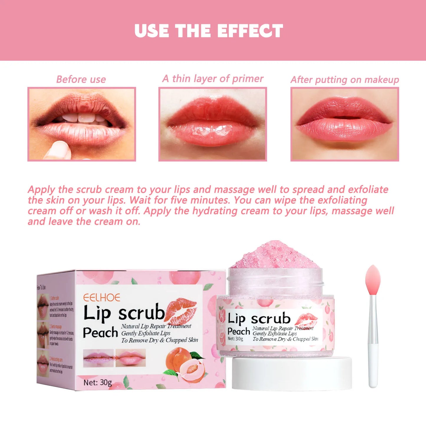 Peach Lip Scrub – Exfoliating, Moisturizing & Dark Lip Care 30g