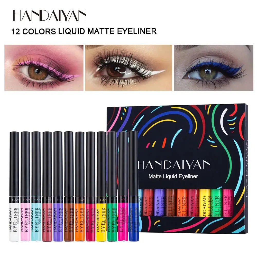 Handaiyan 12-Color Waterproof Matte Eyeliner Pen Set | 24H