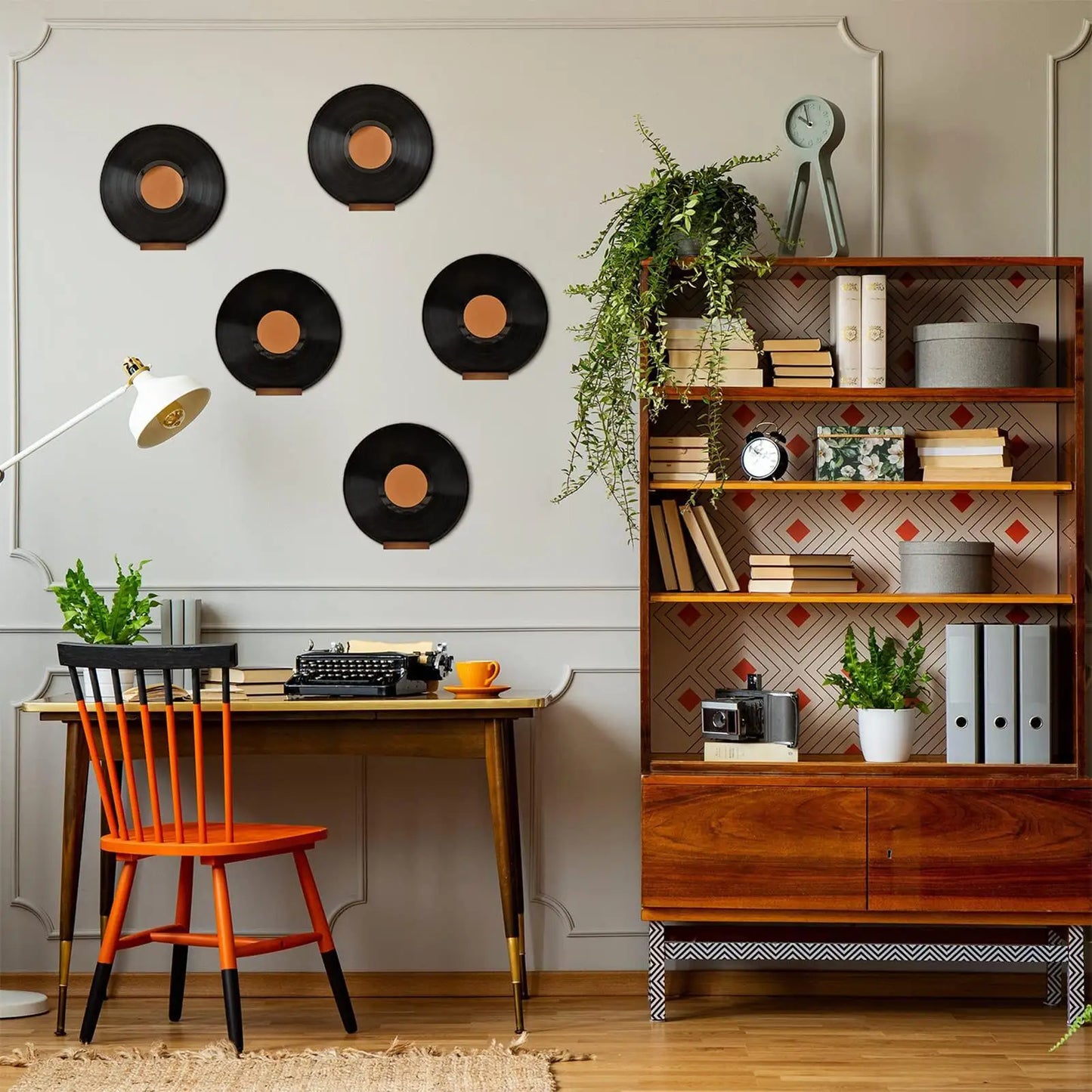 Wall Mount Wood Vinyl Record Shelf Set of 6 | Album Display