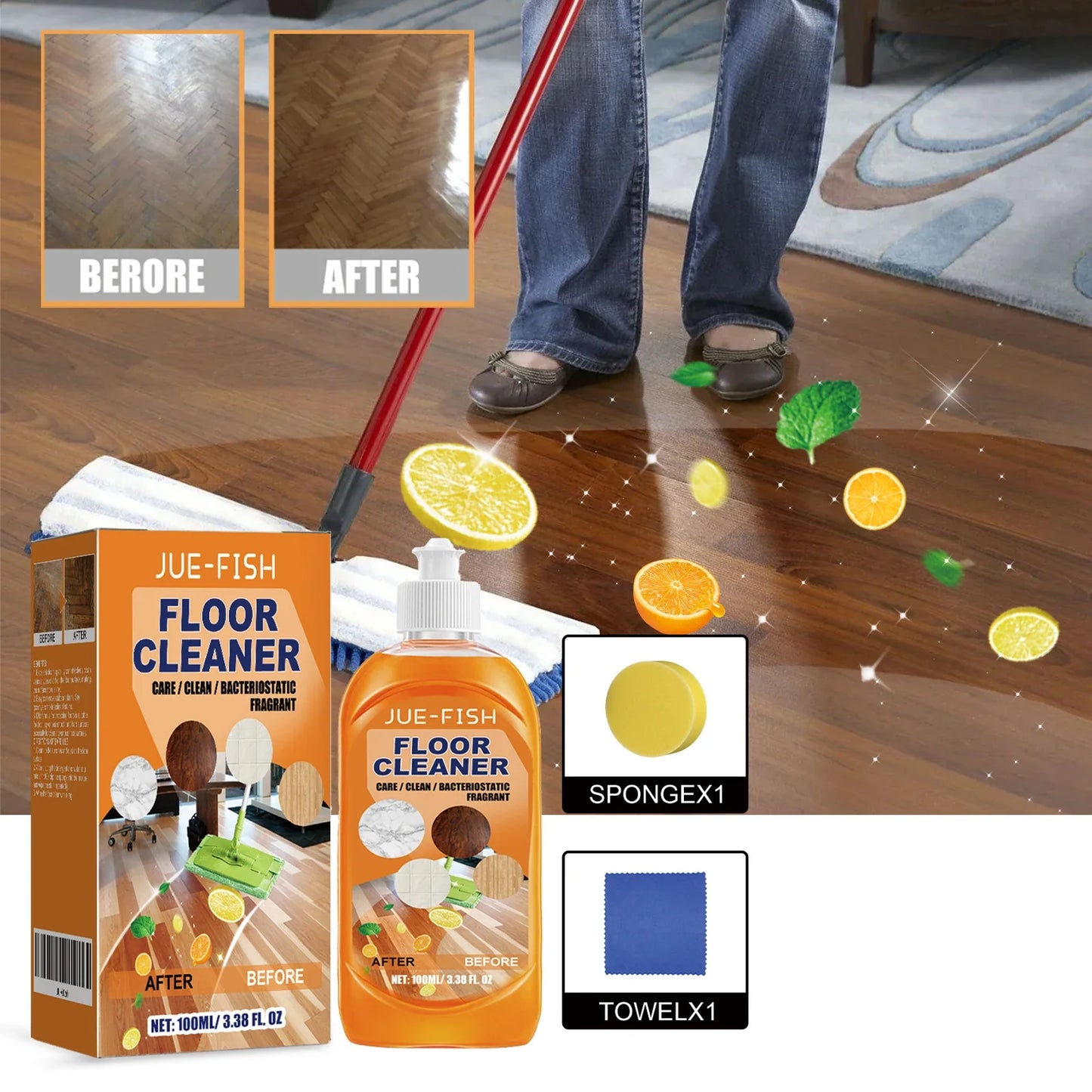 Jue Fish Floor Cleaner – Wood, Tile & Laminate Descaler