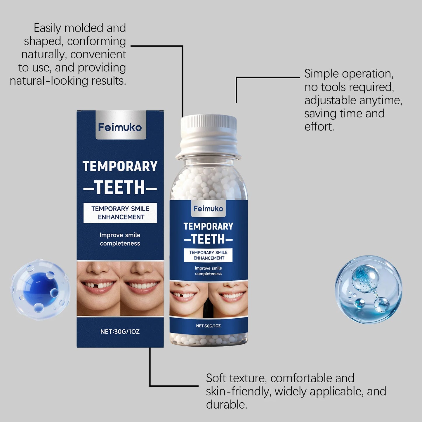 Tooth Repair Glue Dental Fixation Comfortable Safety Shapeable Teeth Gaps Filling Solid Glue Home Use Temporary Tooth Repair Kit Peaceful Pleasures Health and Wellness