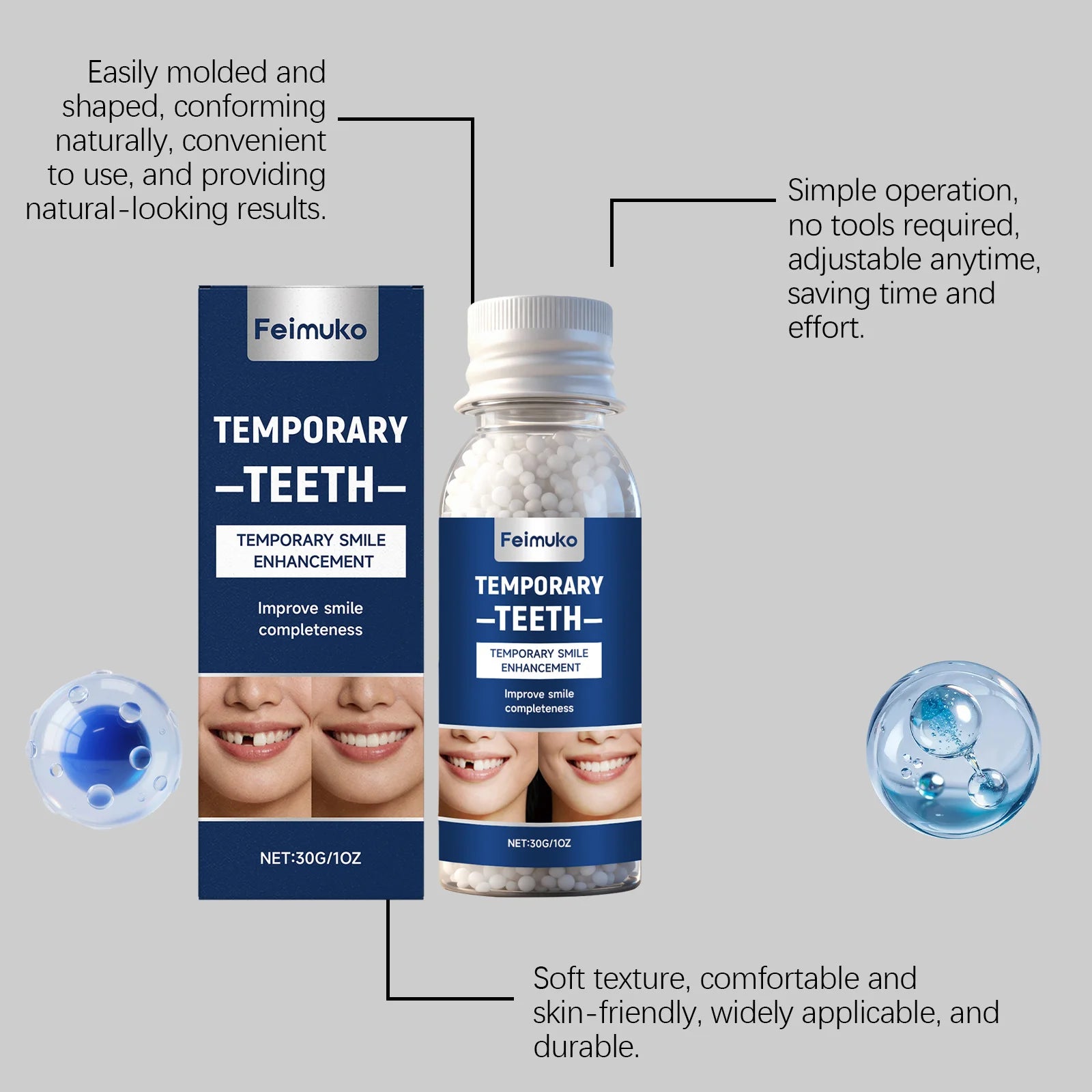 Tooth Repair Glue Dental Fixation Comfortable Safety Shapeable Teeth Gaps Filling Solid Glue Home Use Temporary Tooth Repair Kit Peaceful Pleasures Health and Wellness