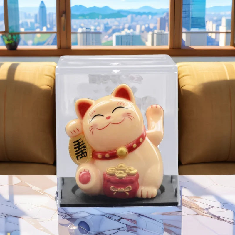 2025 New Solar Powered Luck Cat Waving Cat Cute Waving Cat Good Luck Solar Cat Wealth Welcoming Cats Home Display Car Decoration Peaceful Pleasures Health and Wellness