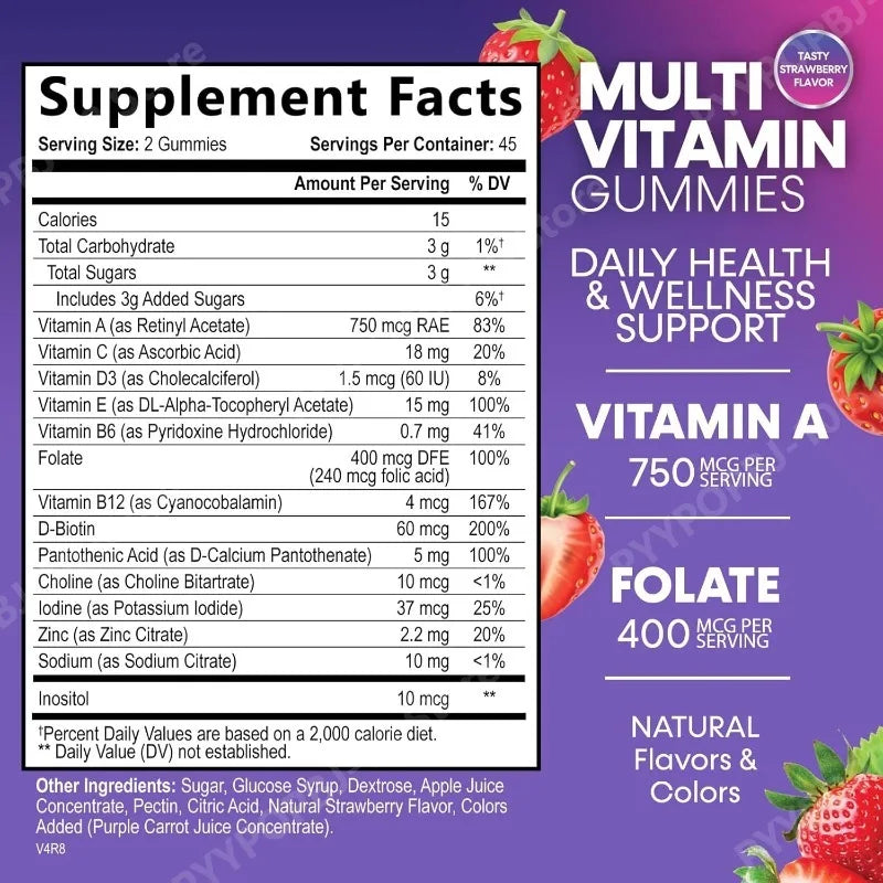 Adult Multivitamin Gummies – Vitamins A, C, D & B12 | 90 Count