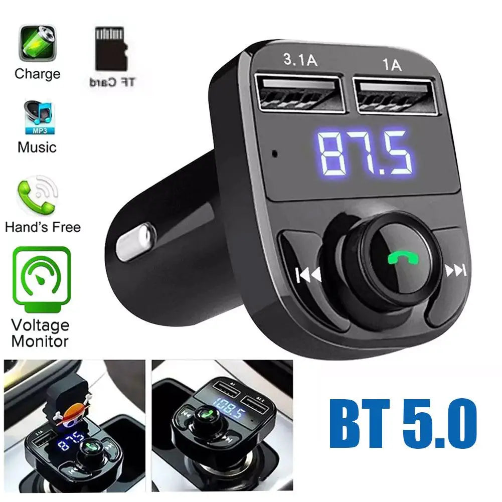 Bluetooth 5.0 FM Transmitter Car Kit – Dual USB & Hands-Free