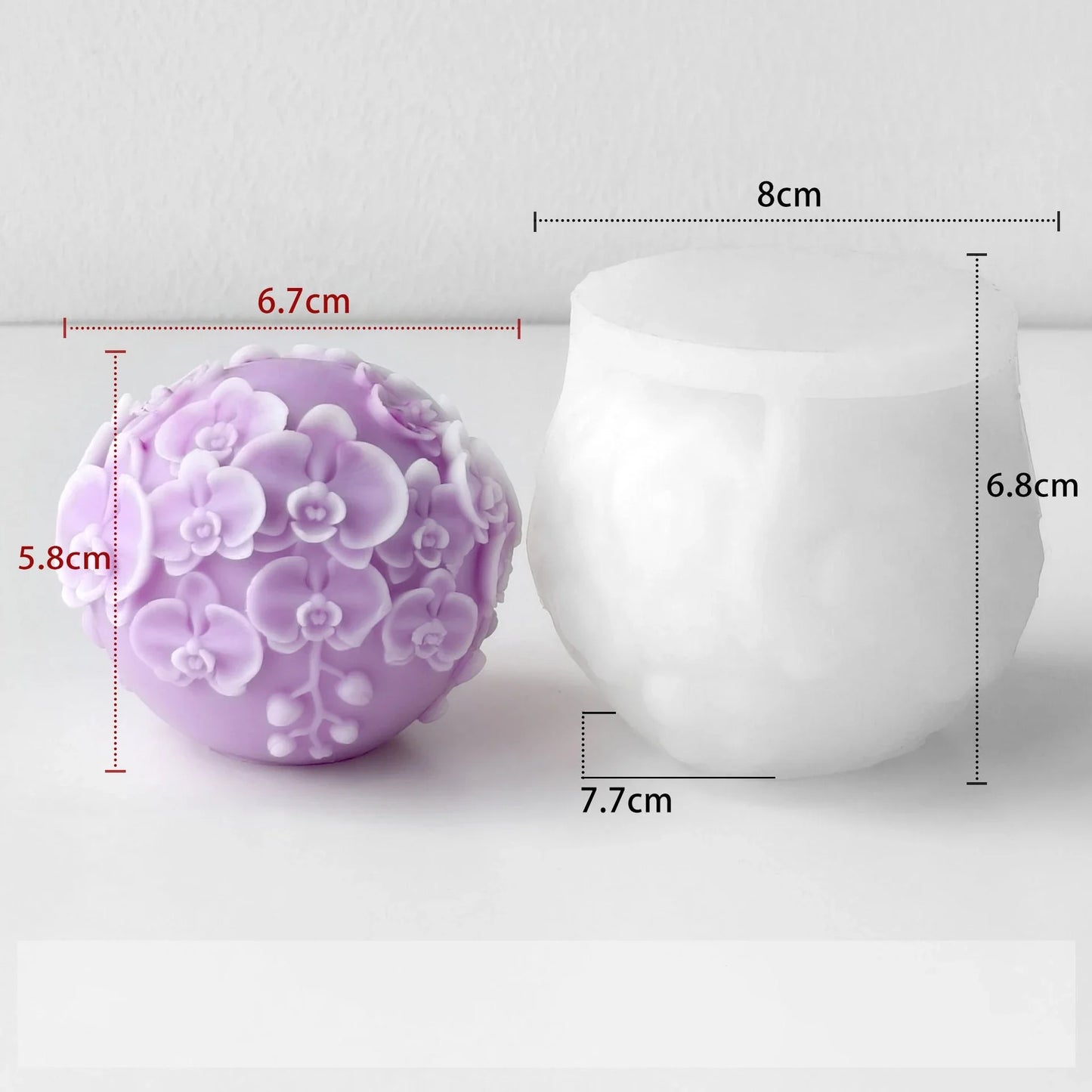 3D Orchid Ball Silicone Mold – Flower Sphere Candle & Soap