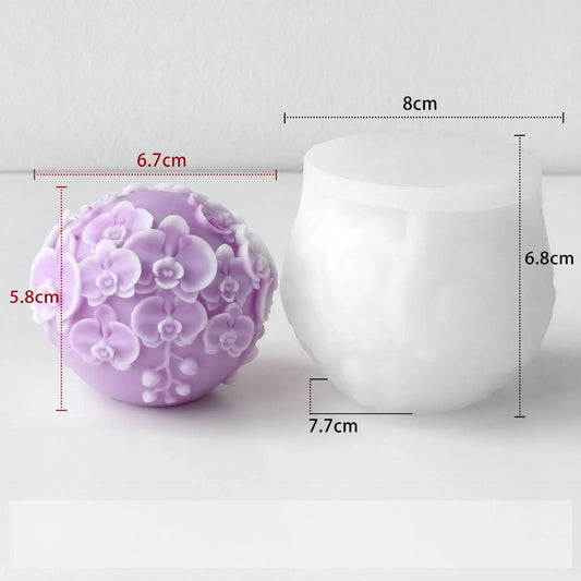 3D Orchid Ball Silicone Mold – Flower Sphere Candle & Soap Silicone Craft Mold Oasis Select J-5619