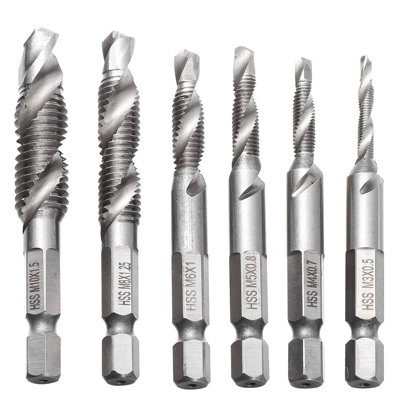 6Pcs Combination Drill Tap Bit Set All-in-One Drilling Threading Countersinking Tool for Metal Plastic DIY Engineering Peaceful Pleasures Health and Wellness