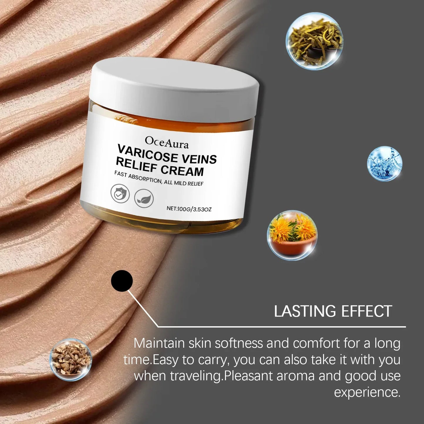OceAura Leg Vein Support Cream – Circulation & Firming 100g