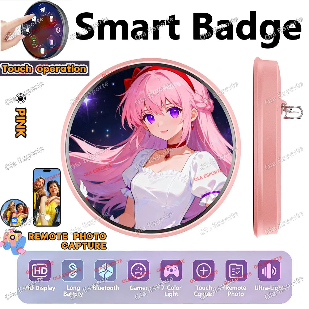 Anime Smart E-Badge | 1.85" LED Touch Screen Display Pin