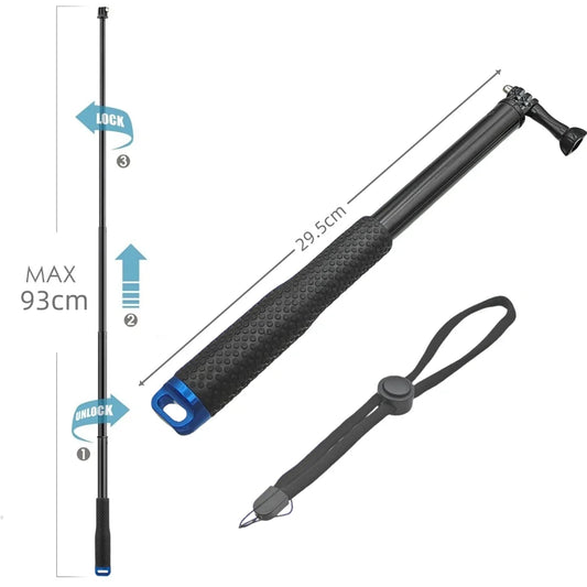 Aluminum Selfie Stick Extension Pole 93cm – GoPro & Insta360 Camera Extension Pole Oasis Select