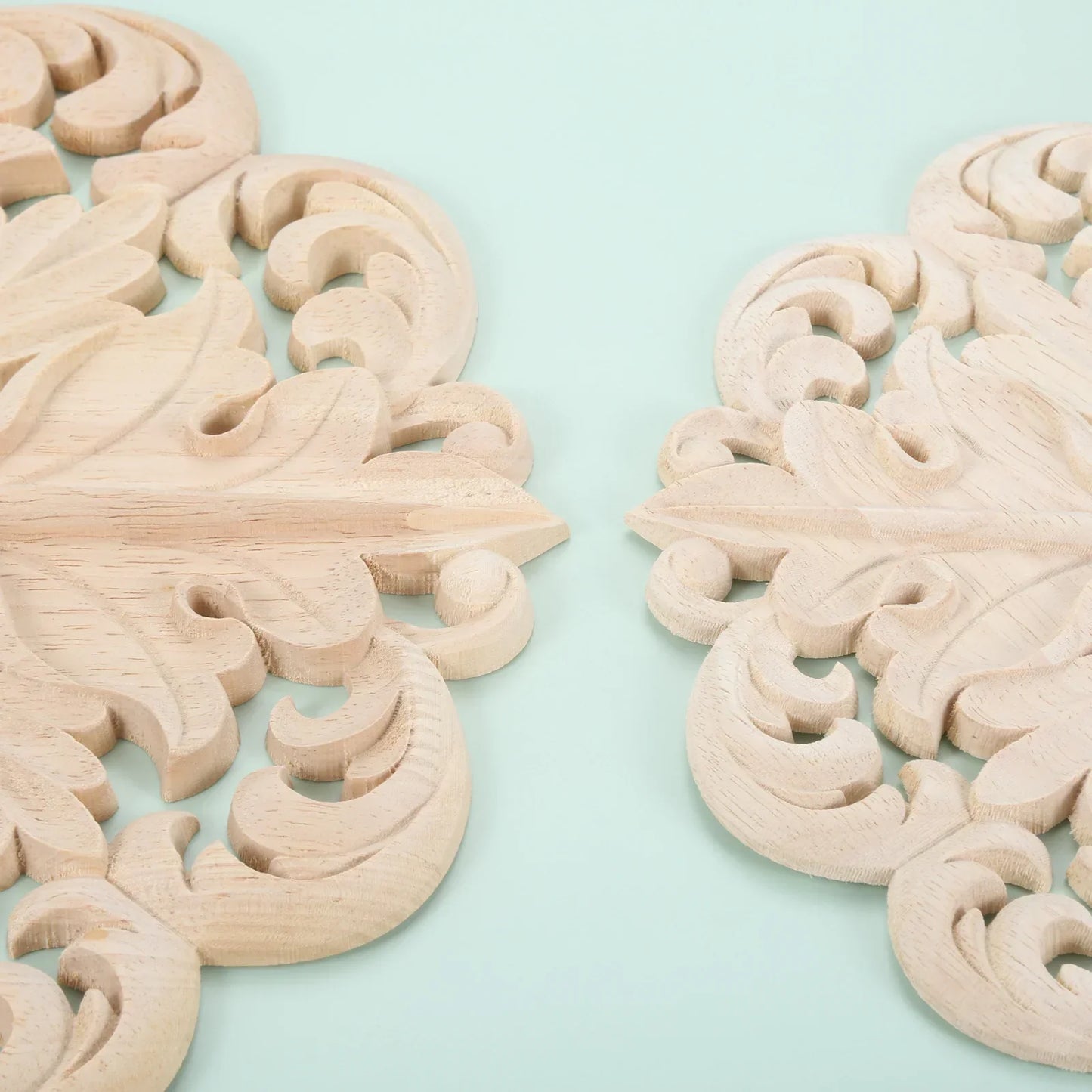 Retro Unpainted Wood Round Applique – Wall, Door & Furniture Decor