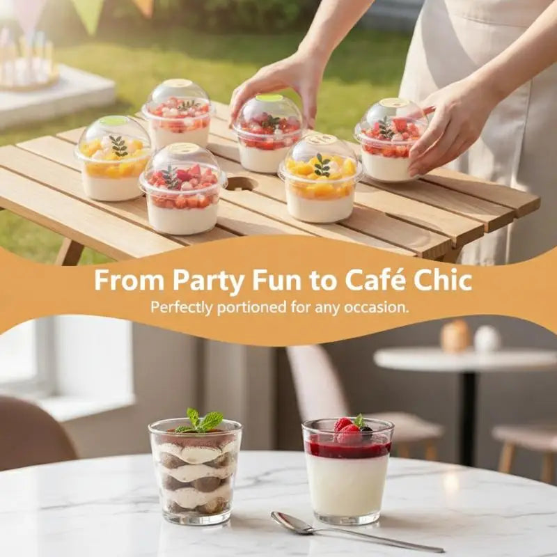 50-Pack 150ml Clear Disposable Dessert Cups with Lids