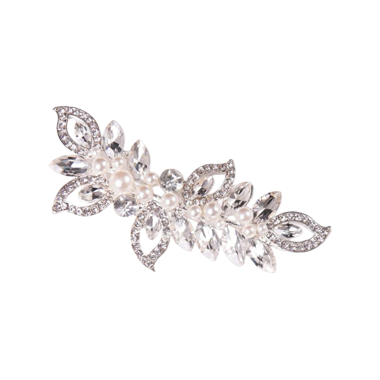 Bridal Rhinestone Pearl Hair Clip Alloy Comb Shaped Accessory With Crystal And Pearl Decoration For Wedding Dress Peaceful Pleasures Health and Wellness 3 Silver