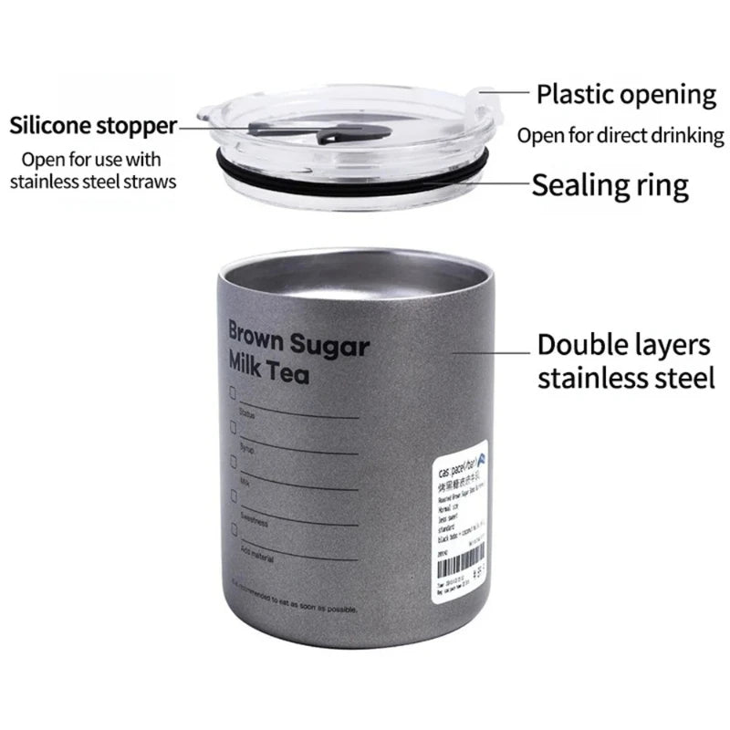 600ml Insulated Stainless Steel Thermos Cup with Straw Insulated Thermos Cup Peaceful Pleasures Health and Wellness