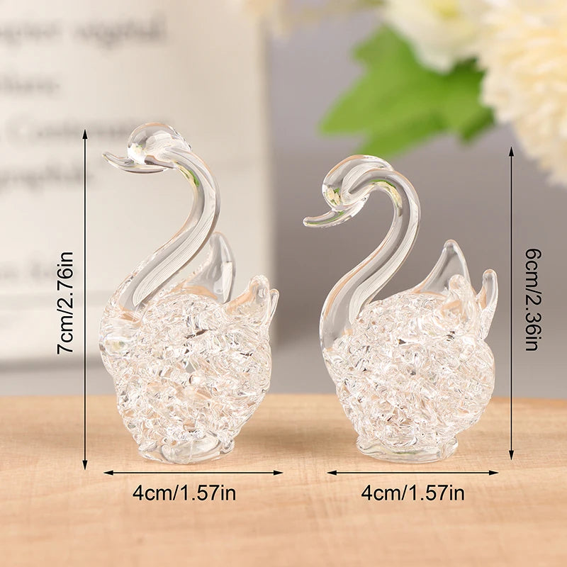 Crystal Swan Figurine Glass Ornament | Home Decor & Gift