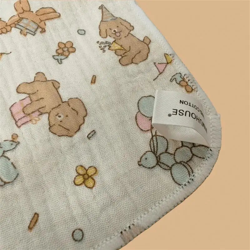 4-Layer Baby Cotton Burp Cloths | Cartoon Print Washcloths