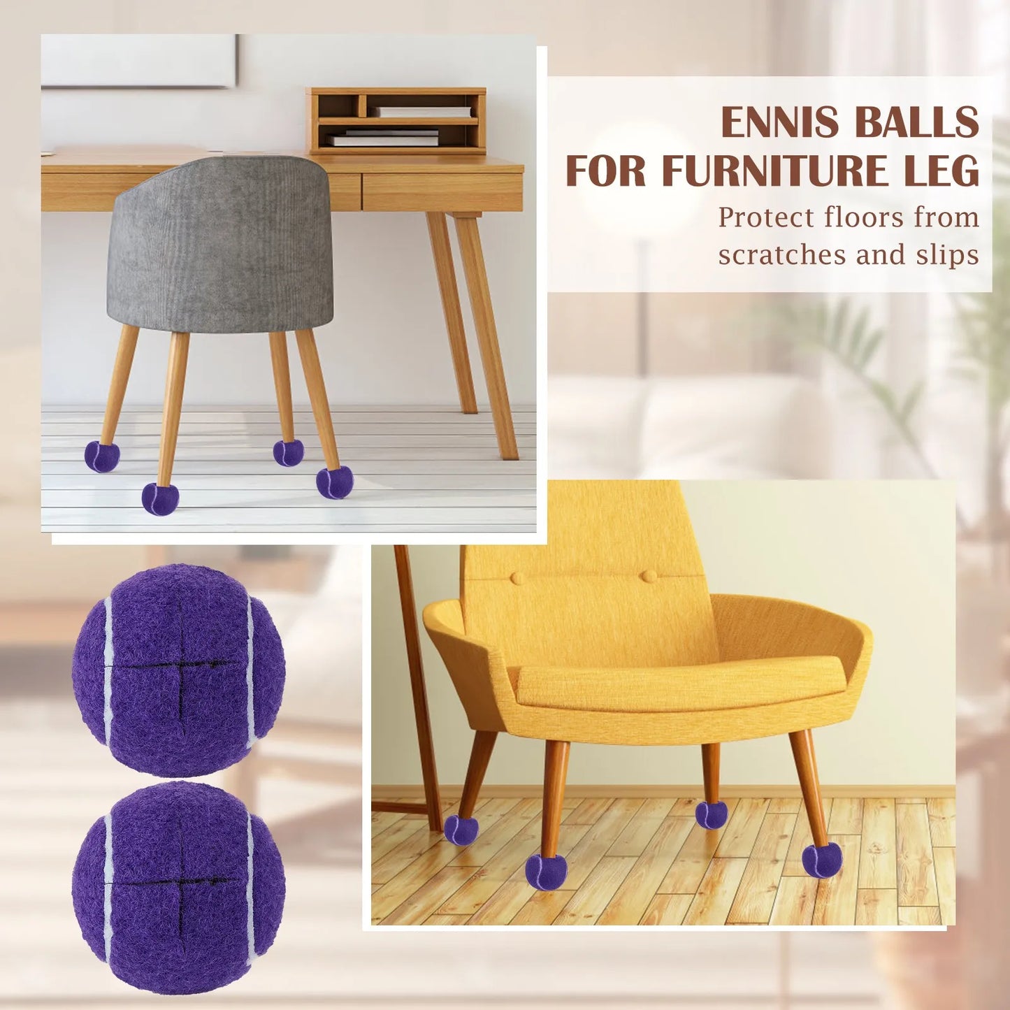 Tennis Ball Chair Leg Covers | Floor Protector Caps Furniture Floor Protector Peaceful Pleasures Health and Wellness