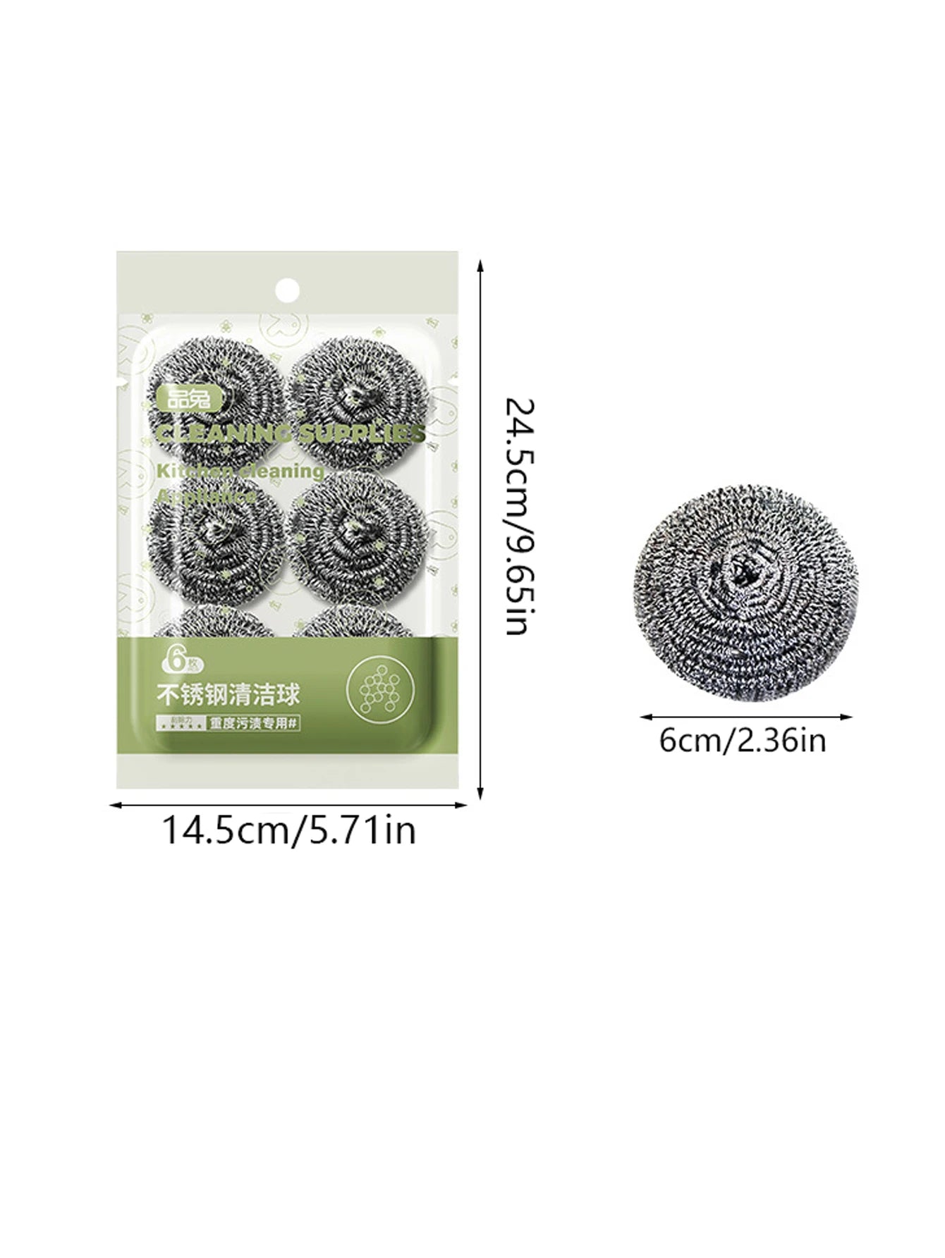 6pcs/bag Stainless Steel Cleaning Ball for Dishwashing Cleaning Scrubber Kitchen Pot Rust Removal Remove Crud Cleaner Tools Peaceful Pleasures Health and Wellness