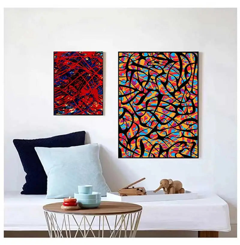 Classic Abstract Art Poster, Colorful Line Image Printing Canvas Art Painting, Used for Home Room Decoration Poster, Frameless Peaceful Pleasures Health and Wellness