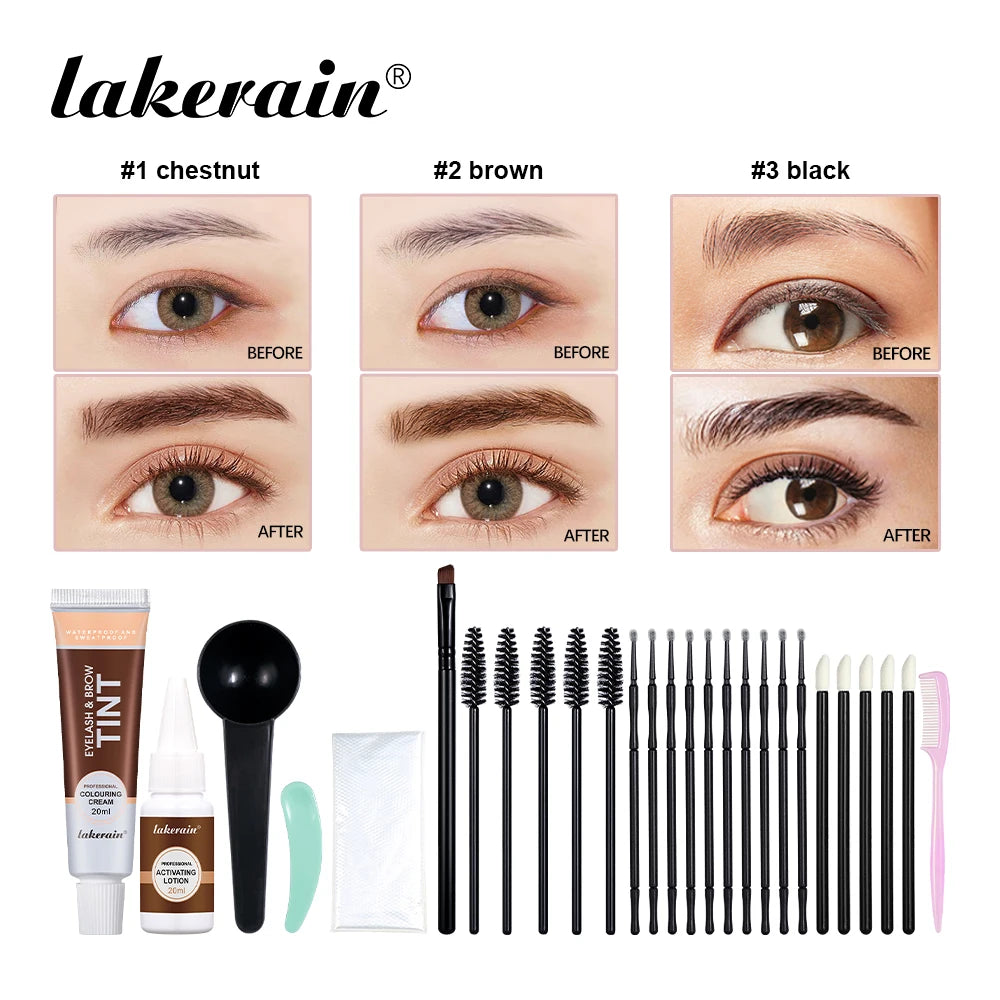 Lakerain Eyebrow Tint Dye Professional Eyebrow Dye Waterproof Long-lasting Eyebrow Brow Kit Semi Permanent Home Use Pro Kit Peaceful Pleasures Health and Wellness