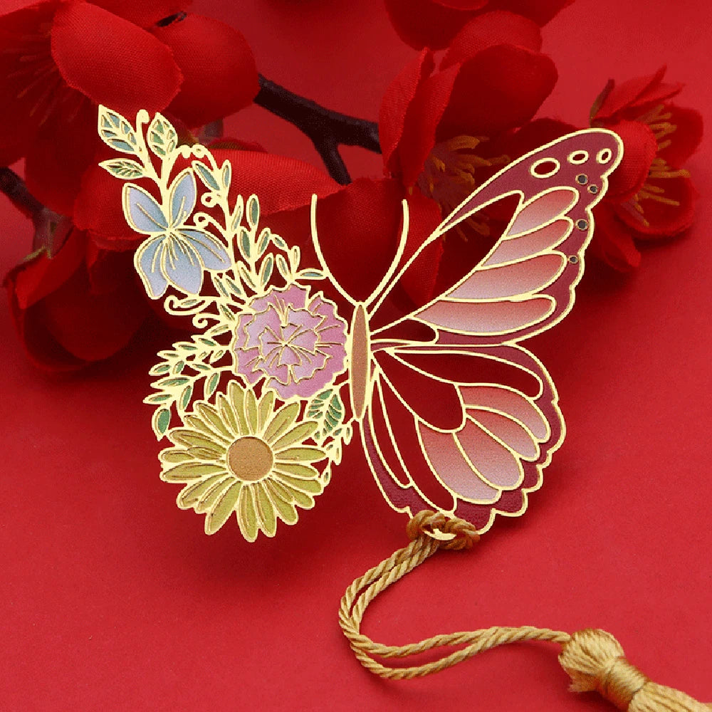 Chinese Butterfly Metal Bookmark Hollowed Out Antique Teacher's Day