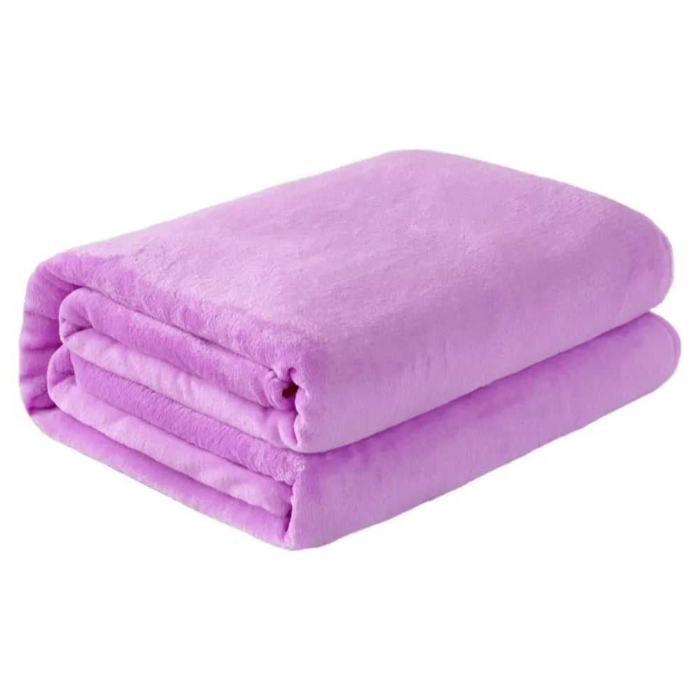 Solid Color Flannel Blanket – Soft Thickened Polyester Throw