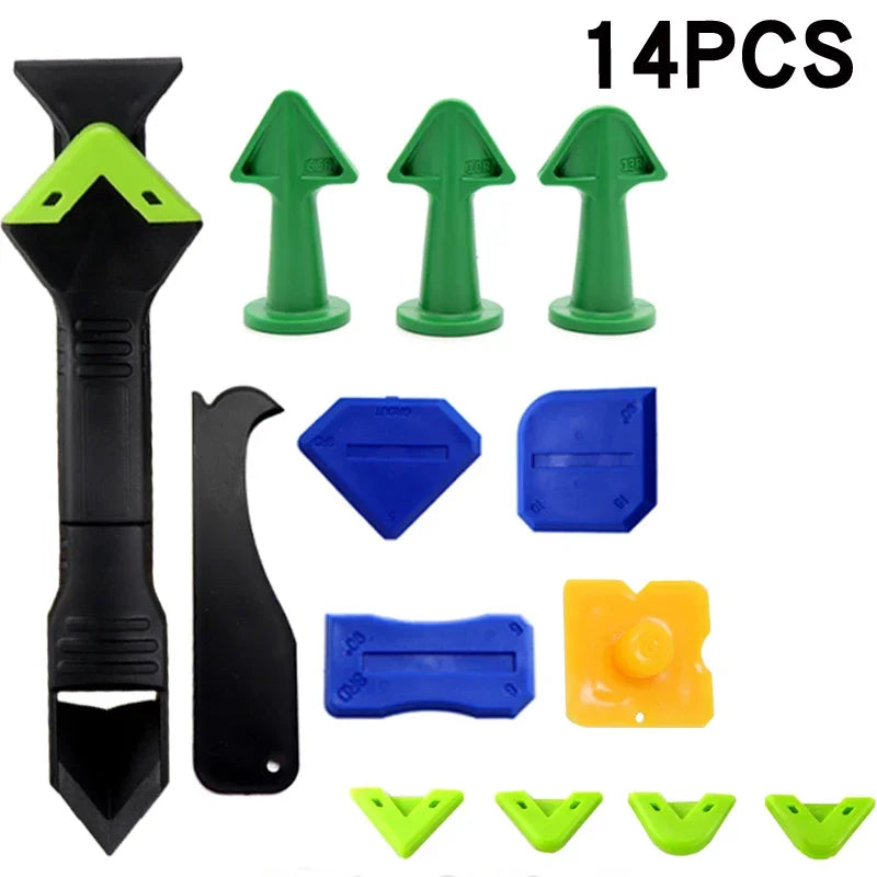 5 In 1 Silicone Remover Sealant Smooth Scraper Caulk Finisher Grout Kit Tools Floor Mould Removal Hand Tools Set Accessories Peaceful Pleasures Health and Wellness 14Pcs Scraper