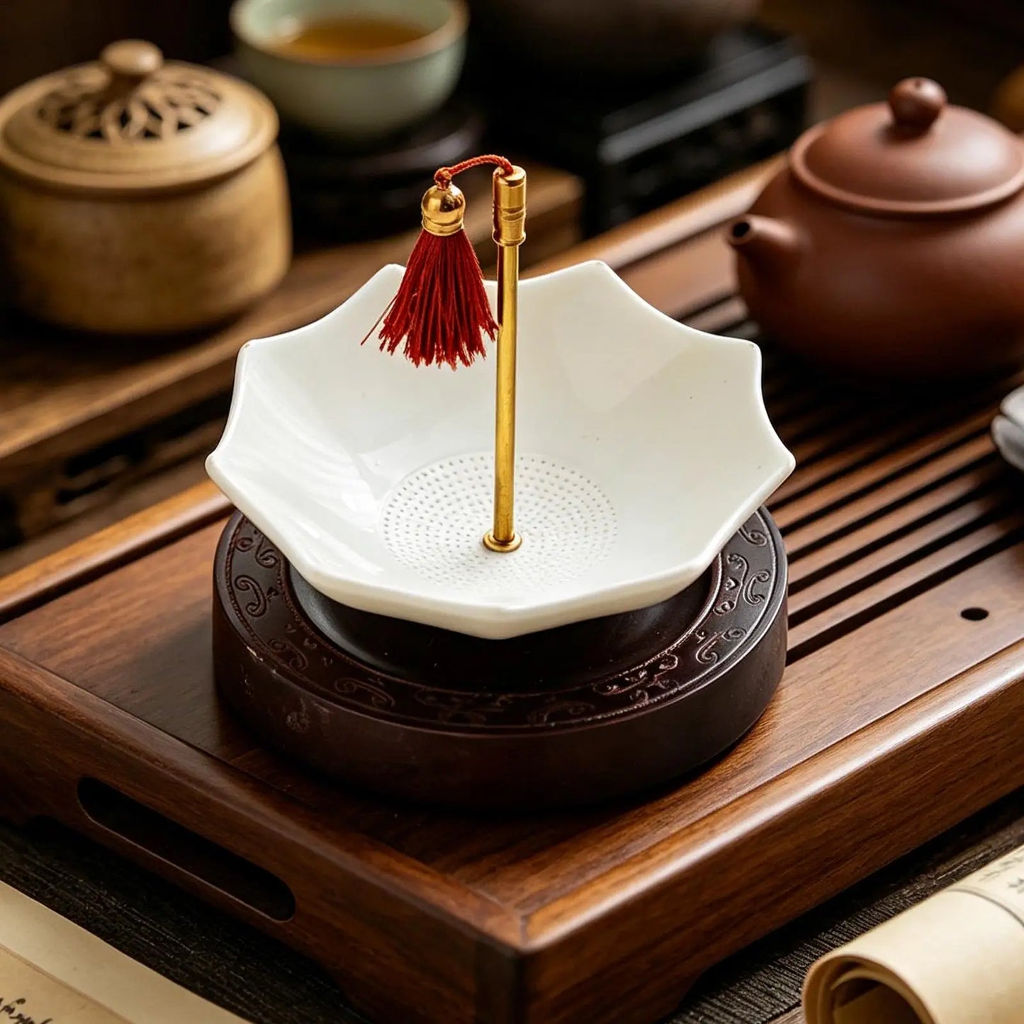 Ceramic Umbrella Tea Strainer with Stand | Loose Leaf Infuser