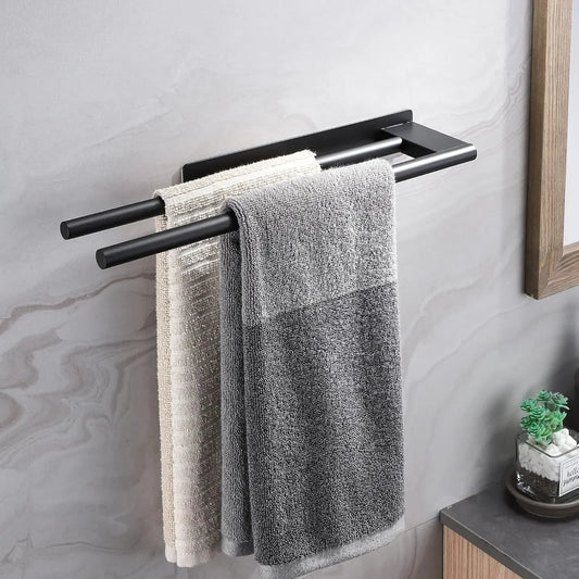 Stainless Steel Towel Bar Home Double-pole Paper Roll Rack Towel Rack Bathroom Kitchen Storage Rack Single-pole Towel Bar Set Peaceful Pleasures Health and Wellness