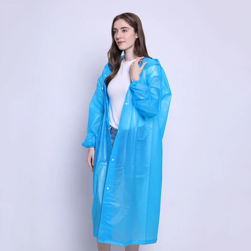 Rainwear Outdoor Hooded Breathable Tourism Concert Raincoat Camping Hiking Hunting Birdwatching Suit Rain Gears Peaceful Pleasures Health and Wellness SKY BLUE One Size