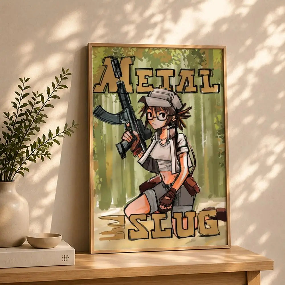 Game M-Metal SlugS Poster HD Self Adhesive Waterproof Wall Art Ideal for Home Office Dorm Bedroom Great Gift Peaceful Pleasures Health and Wellness White10 50X70cmNoframe