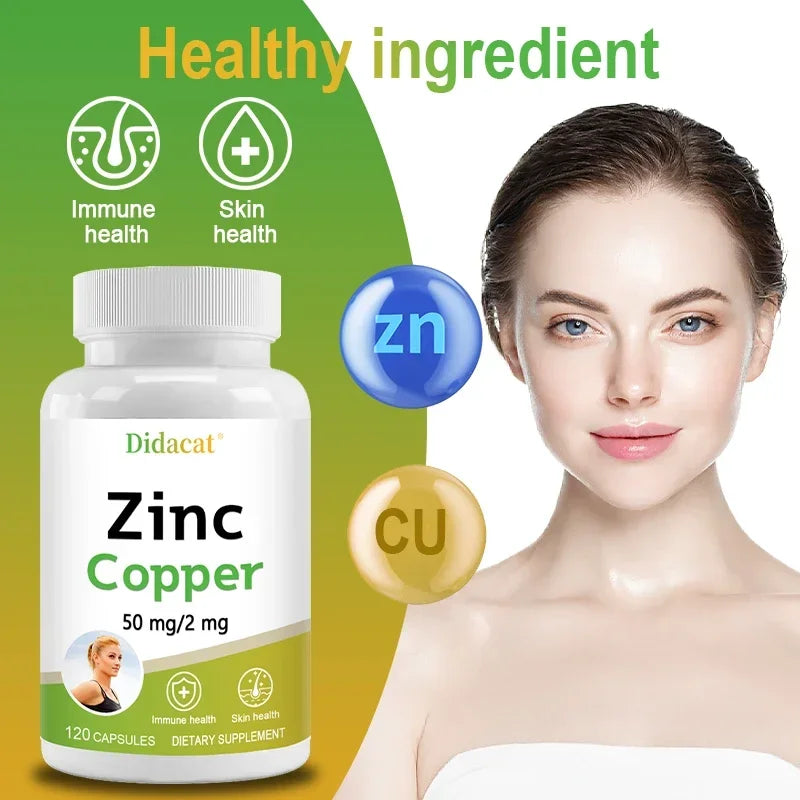 Zinc + Copper Capsules - Support Healthy Skin and Immune System, Increase Vitality, Skin Care Peaceful Pleasures Health and Wellness